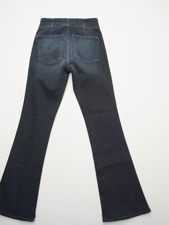 Veronica Beard Beverly Skinny Flare High Rise Jeans in Dark Ink 25 - Picture 3 of 12